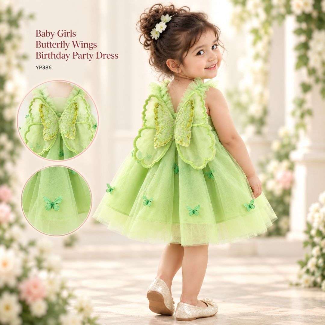 Baby Girls Butterfly Wings Birthday Party Dress