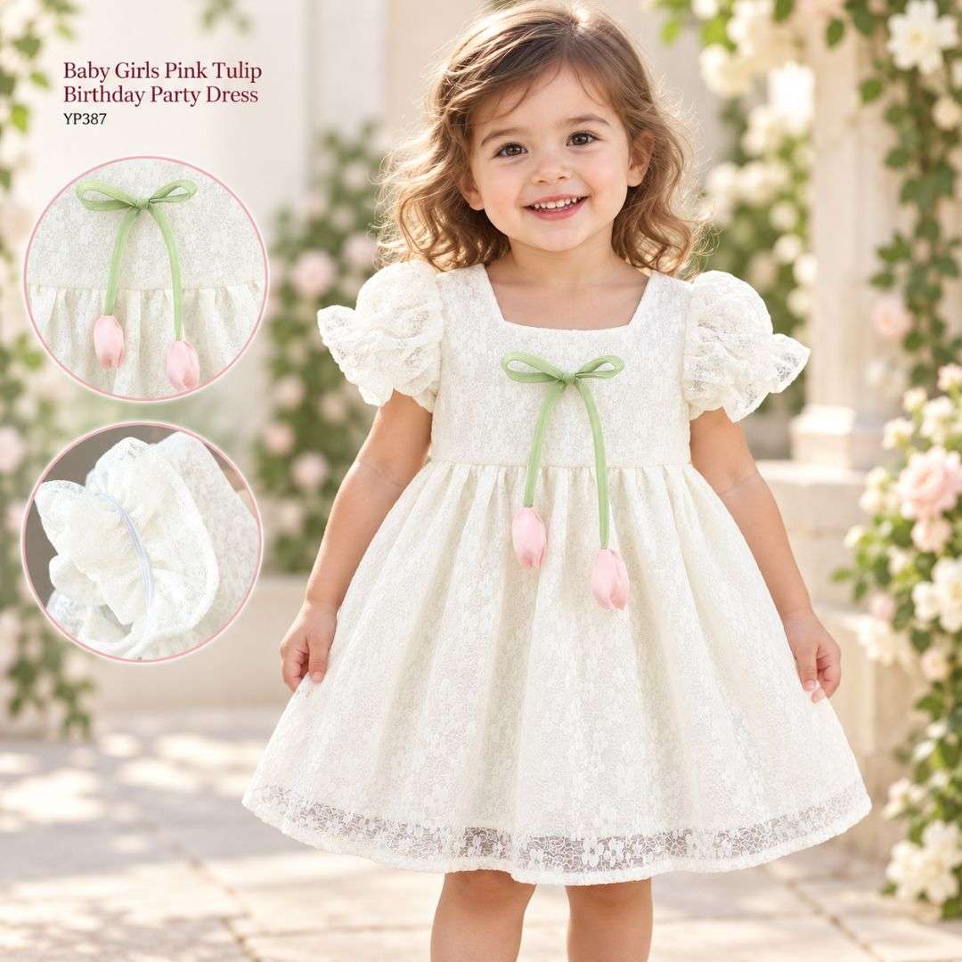 Baby Girls Pink Tulip Birthday Party Dress